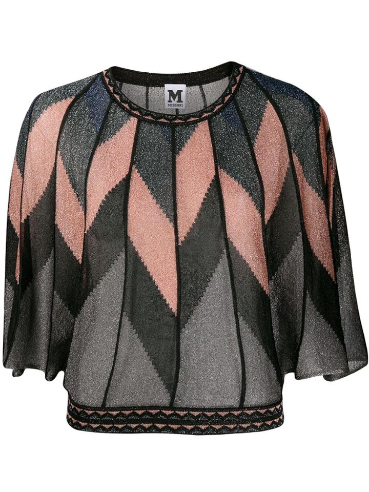 M Missoni Geometric Paneled Top - Black