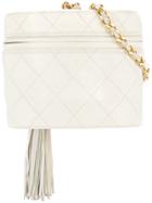 Chanel Vintage Quilted Fringe Chain Shoulder Bag - White