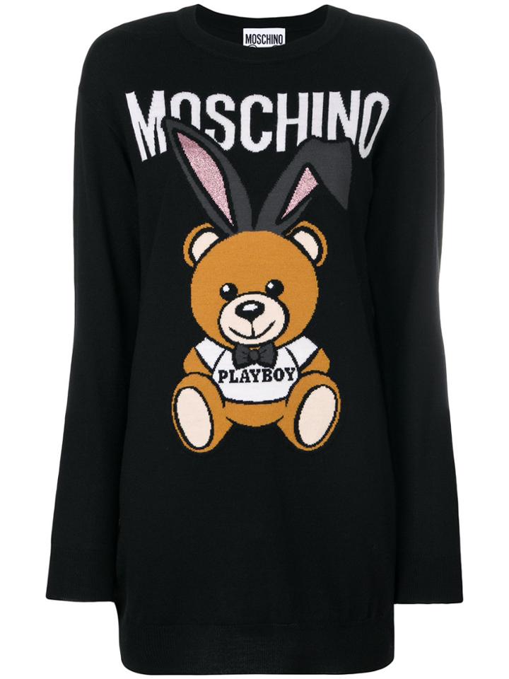 Moschino Playboy Toy Bear Sweater Dress - Black