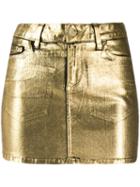 Liu Jo Coated Denim Mini Skirt - Gold
