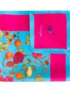 Kiton Floral Print Pocket Square, Men's, Pink/purple, Silk