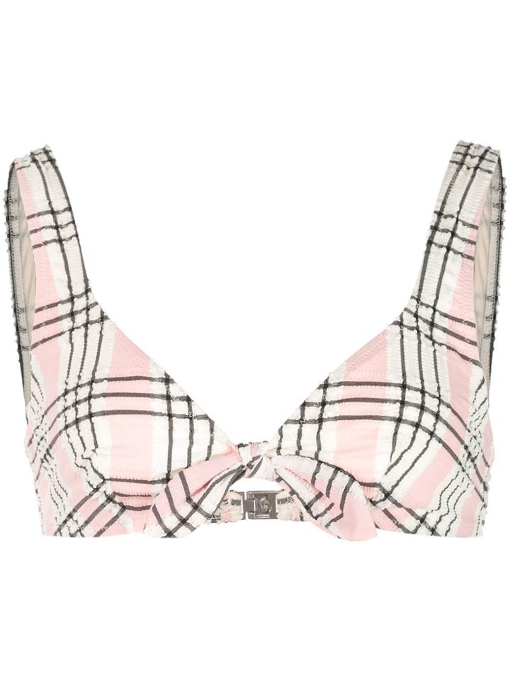 Morgan Lane Tina Check Bikini Top - Pink