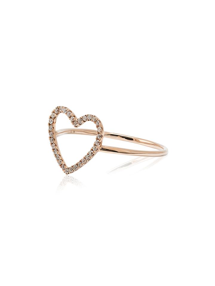 Rosa De La Cruz Rose Gold And Diamond Heart Ring - Pink & Purple