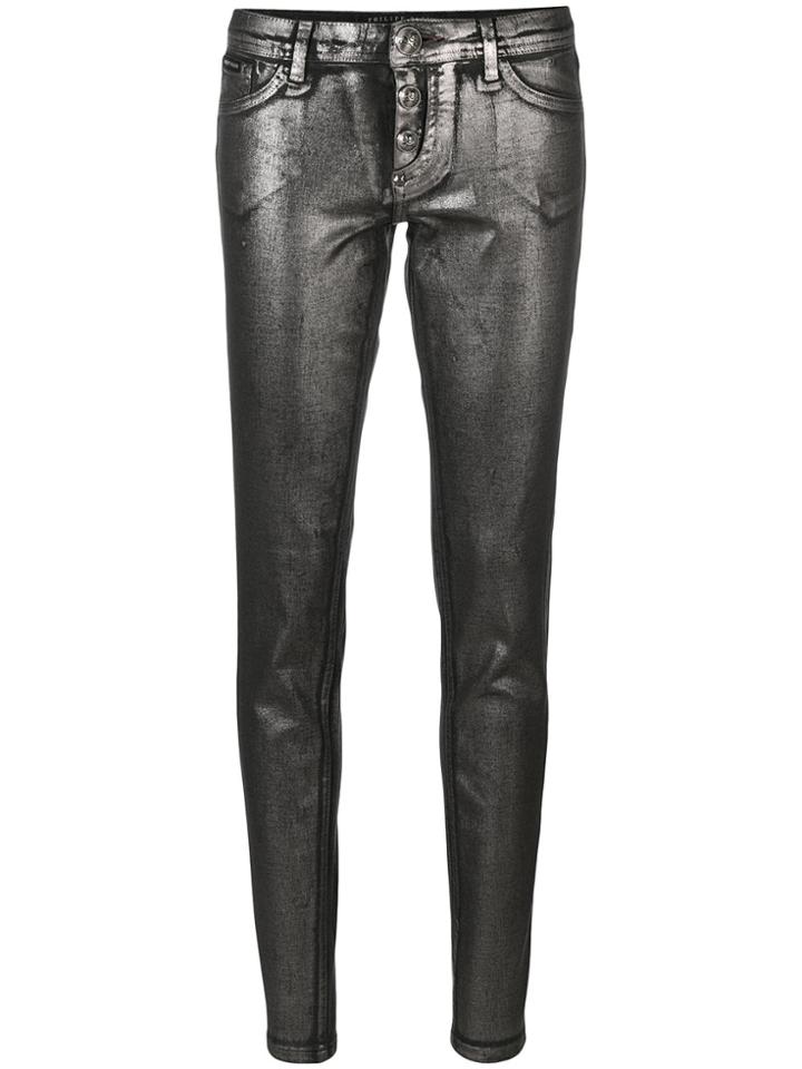 Philipp Plein Coated Skinny Jeans - Metallic