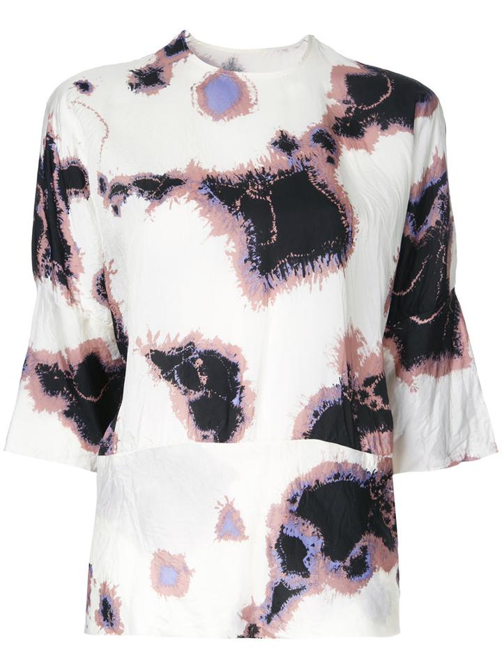 Printed Three-quarter Sleeve Blouse - Women - Cupro - One Size, White, Cupro, Theatre Products
