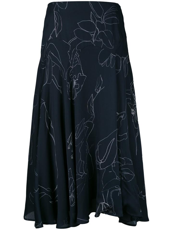Paul Smith - Floral Print Skirt - Women - Silk/polyamide/acetate/viscose - 40, Blue, Silk/polyamide/acetate/viscose