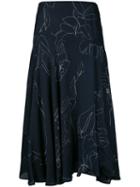 Paul Smith - Floral Print Skirt - Women - Silk/polyamide/acetate/viscose - 40, Blue, Silk/polyamide/acetate/viscose