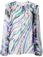 Emilio Pucci Burle Print Ruffled Silk Top - Blue