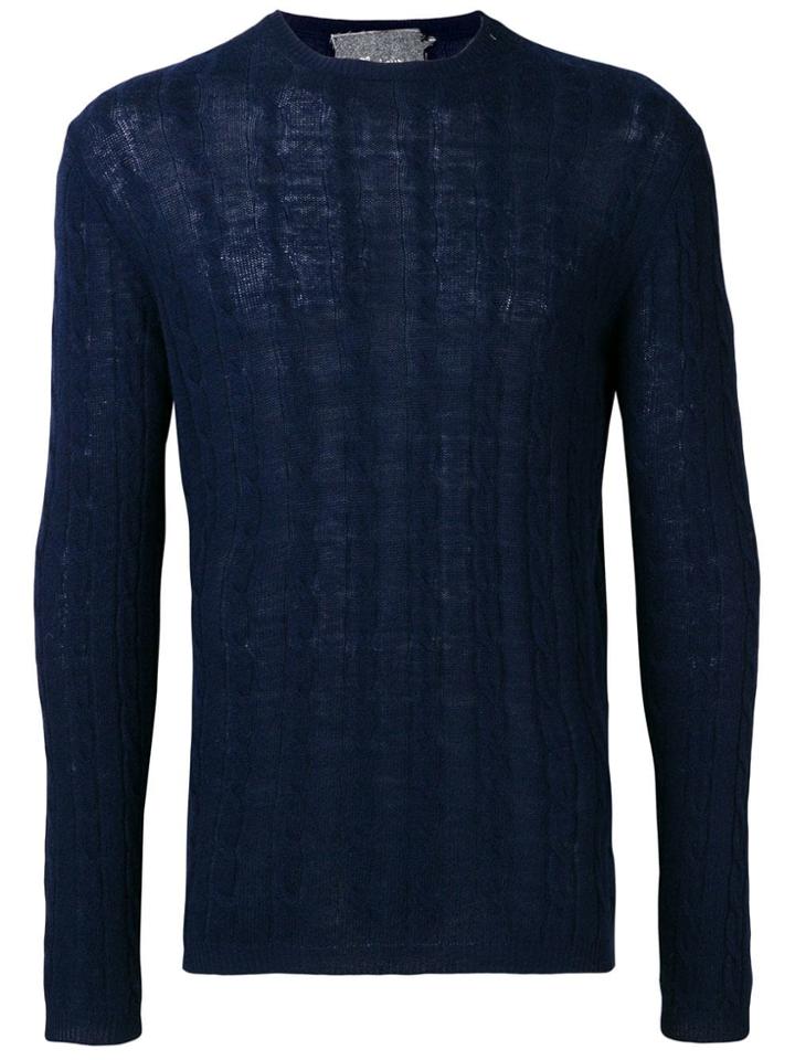 Obvious Basic Slim-fit Knitted Sweater - Blue