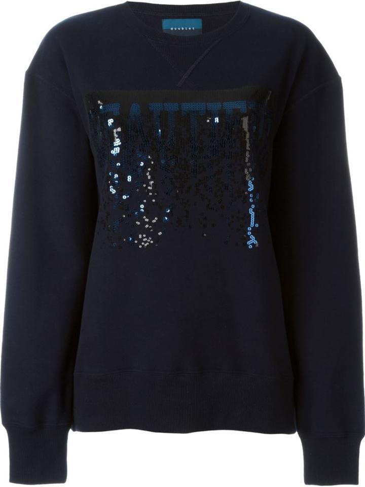 Doublet Sequined Sweatshirt, Women's, Size: Large, Blue, Cotton/polyester