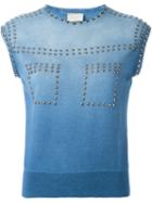 Laneus Faded Stud Detail Knitted Tank Top, Women's, Size: 42, Blue, Cotton/aluminium