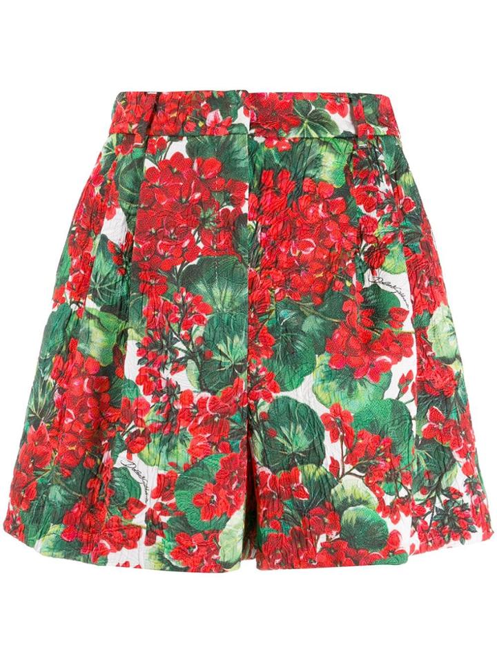 Dolce & Gabbana Brocade Floral Shorts - Red