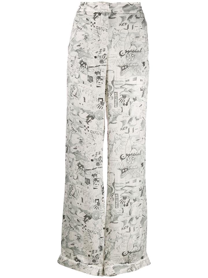 Off-white Printed Crepe Trousers
