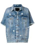 R13 Cropped Sleeves Denim Jacket - Blue