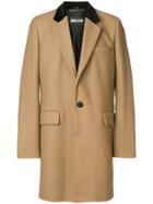 Just Cavalli Contrast Collar Single Breasted Coat - Nude & Neutrals