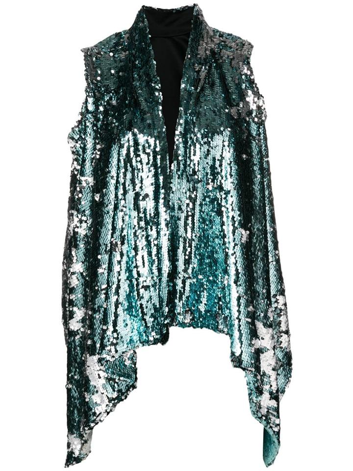 Halpern Draped Embellished Waistcoat - Blue