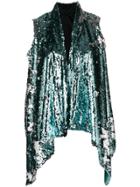 Halpern Draped Embellished Waistcoat - Blue