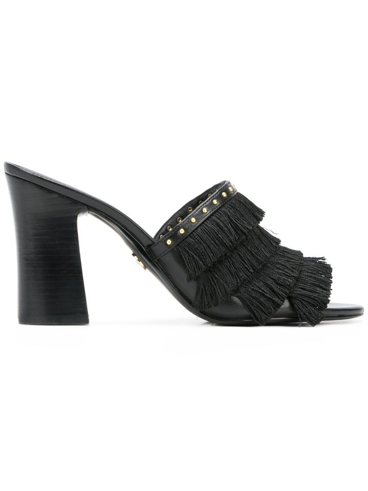 Michael Michael Kors Gallagher Fringed Mules - Black