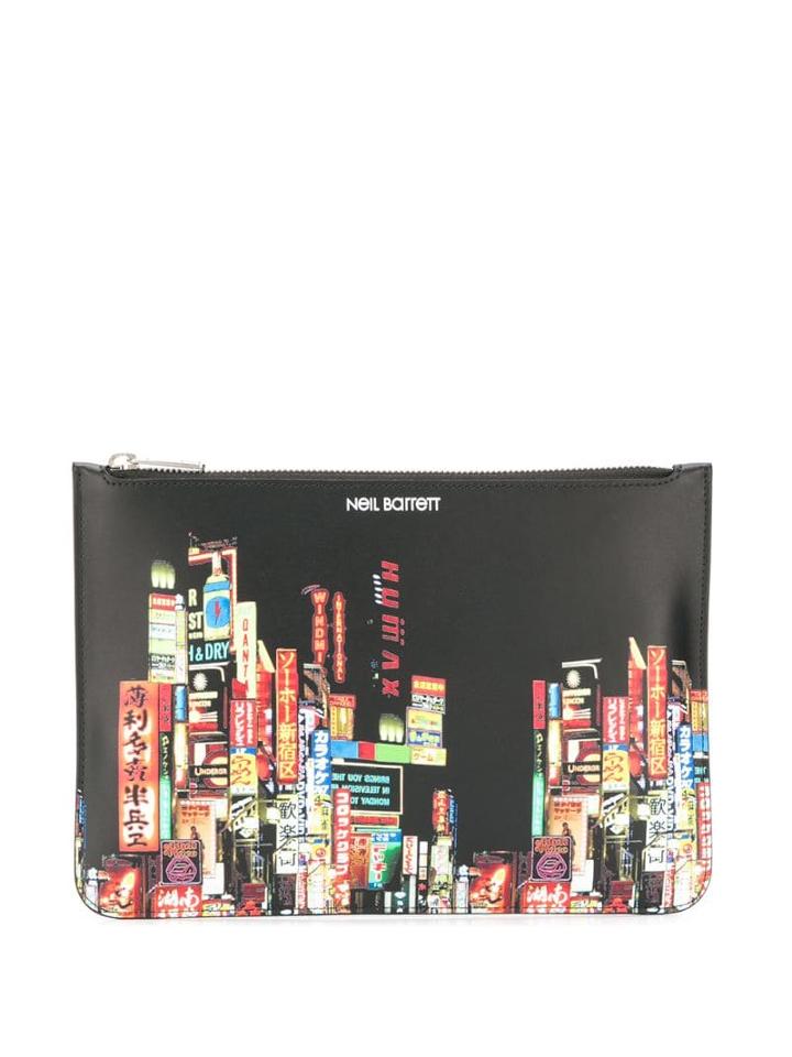 Neil Barrett Landscape Print Clutch - Black