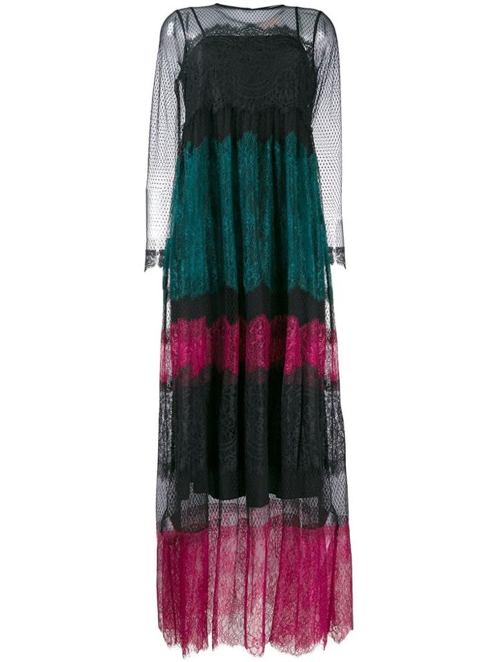 Twin-set Colour Block Lace Detail Dress - Black