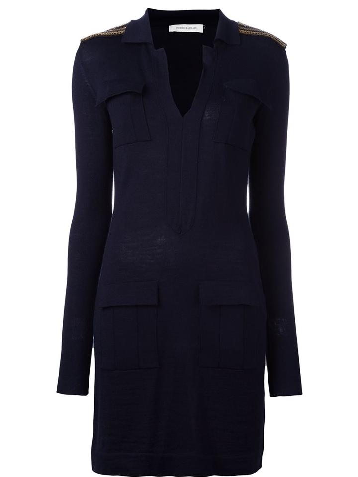 Pierre Balmain Embellished Pocket Dress