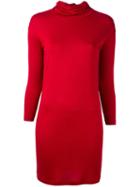 Mm6 Maison Margiela Short Turtleneck Dress, Women's, Size: Medium, Red, Silk/modal