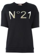No21 Logo Print T-shirt, Women's, Size: 38, Black, Cotton