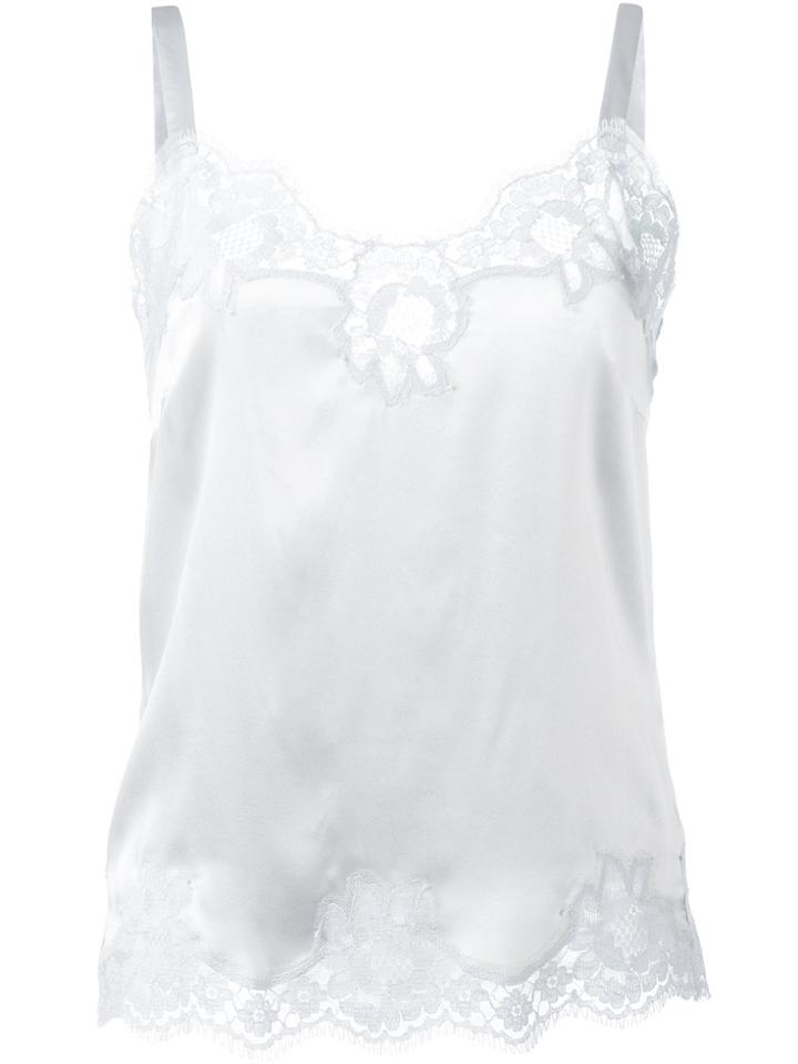 Dolce & Gabbana Underwear Lace Trim Vest Top - Blue