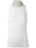 Ganni - High Neck Sleeveless Top - Women - Polyamide/spandex/elastane/viscose - S, White, Polyamide/spandex/elastane/viscose