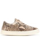 Yeezy Snake Effect Lace Up Sneakers - Brown