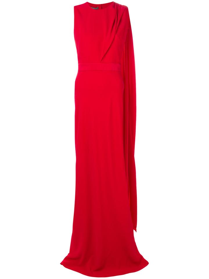 Alexander Mcqueen Draped Backless Dress - Red