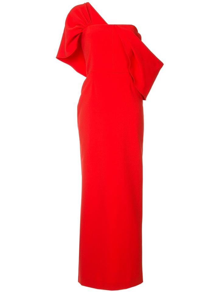 Osman Adalyn One-shoulder Crepe Gown - Red