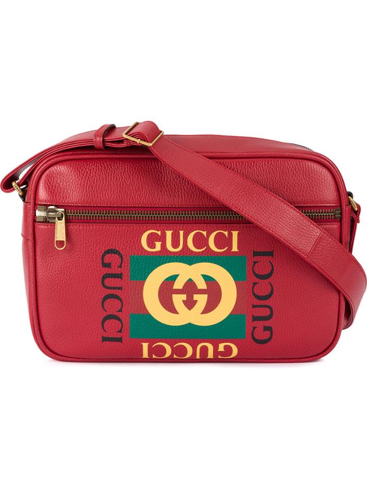 Gucci Printed Messenger Bag - Red