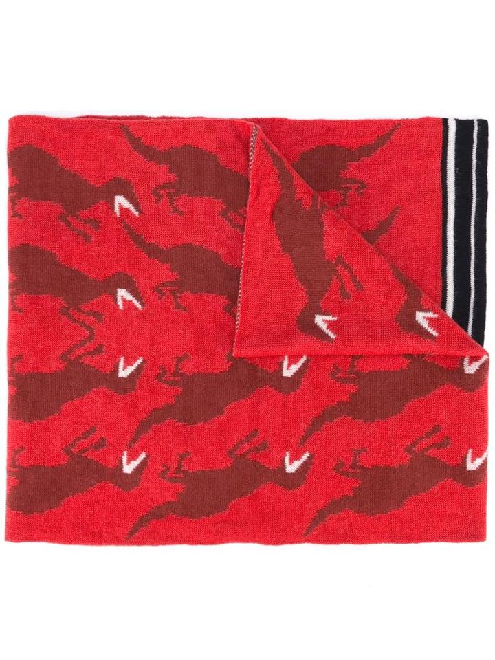 Paul Smith Dinosaur Print Scarf, Men's, Red, Wool