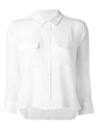 Equipment Cropped Button Down Shirt, Women's, Size: Small, White, Silk