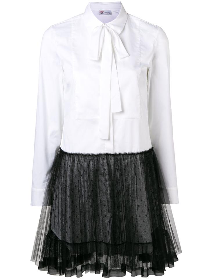 Red Valentino Contrast Mini Shirt Dress - White