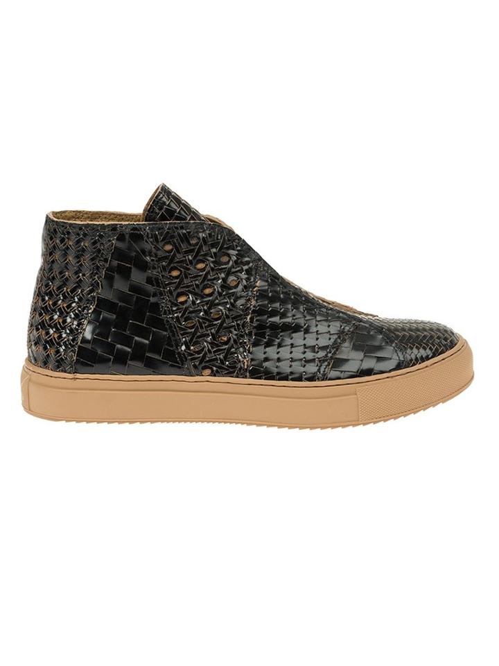 Raparo Woven Hi-top Sneakers, Men's, Size: 44, Black, Calf Leather/rubber