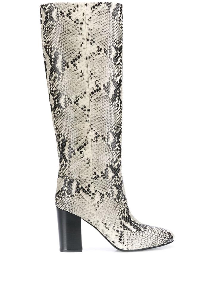 Twin-set Snakeskin Effect Knee-high Boots - Green