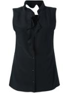 Maison Margiela Cut Out Detail Ruffle Blouse, Women's, Size: 40, Black, Silk