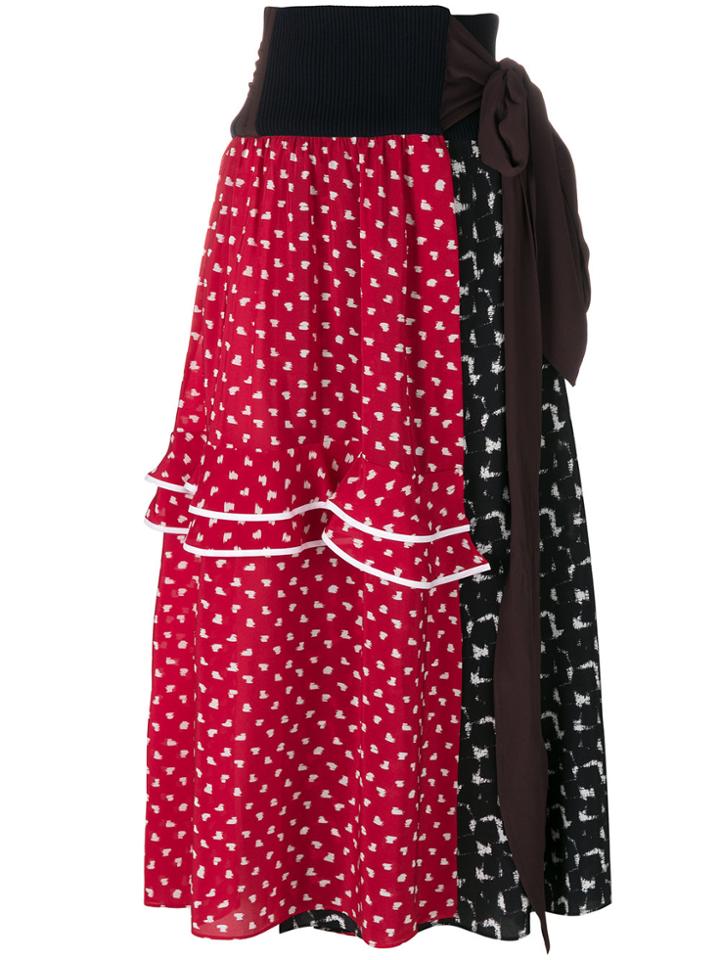 Marni High Waisted Belted Skirt - Red