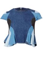 Anrealage Patchwork Denim Shirt, Women's, Size: 38, Blue, Cotton