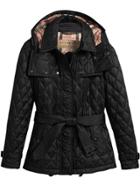 Burberry Quilted Trench Jacket With Detachable Hood - Black