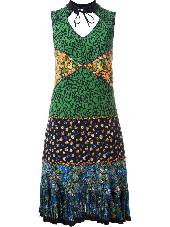 Coach Mixed-print Pleat Dress