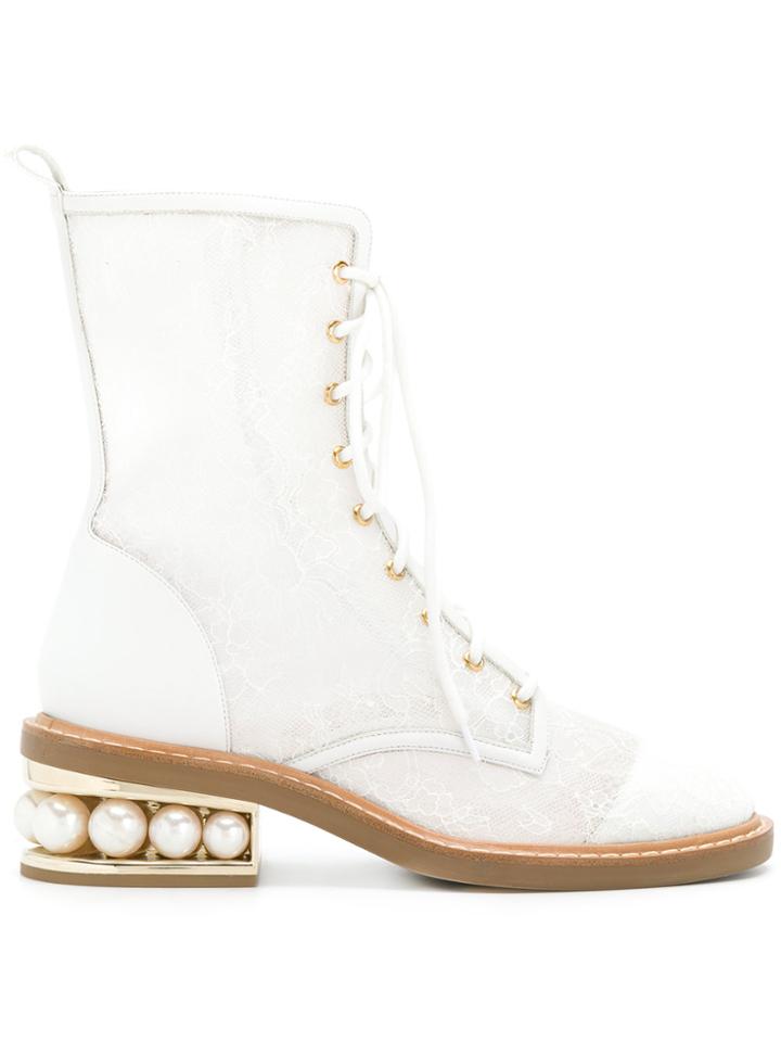 Nicholas Kirkwood Casati Pearl Combat Boots - White