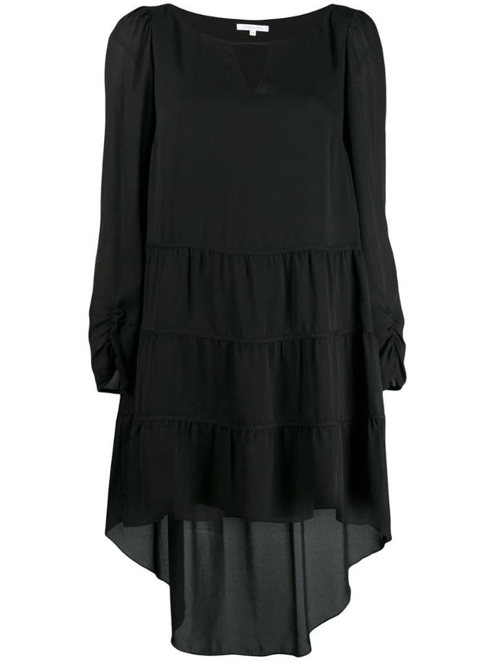 Patrizia Pepe Long-sleeved Chiffon Dress - Black