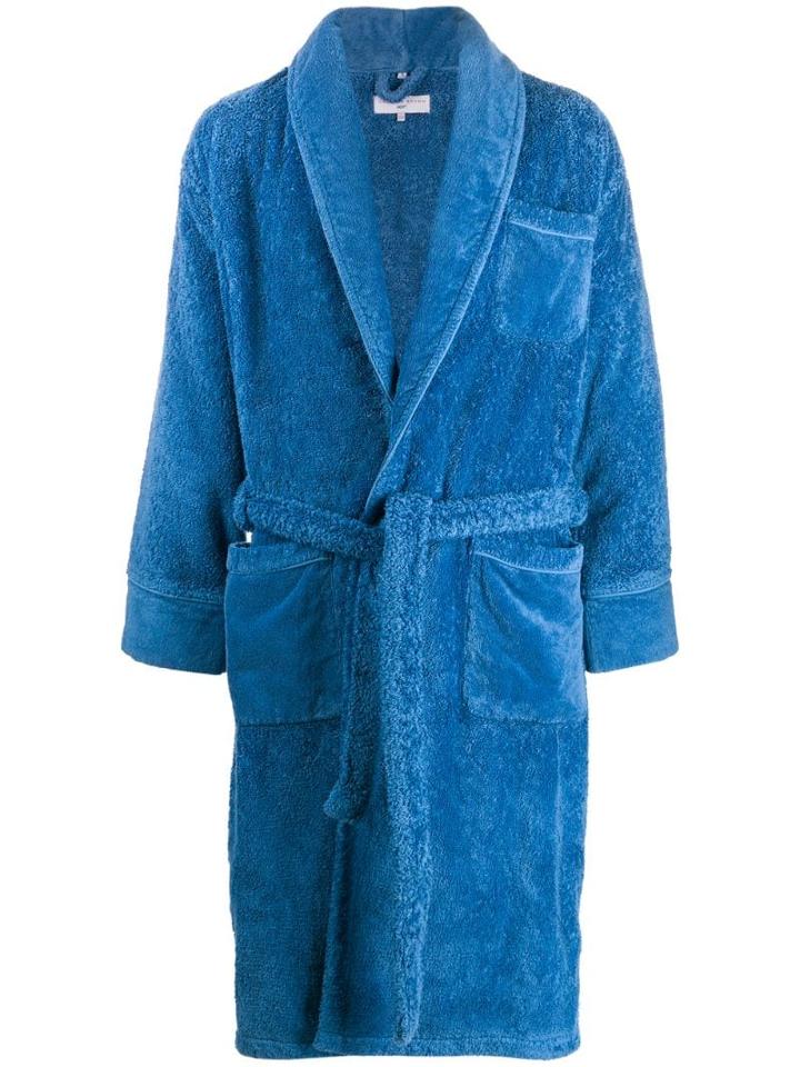 Orlebar Brown Cotton Wrap Coat - Blue