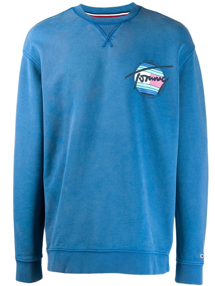 Tommy Jeans Logo Printed Sweater - Blue