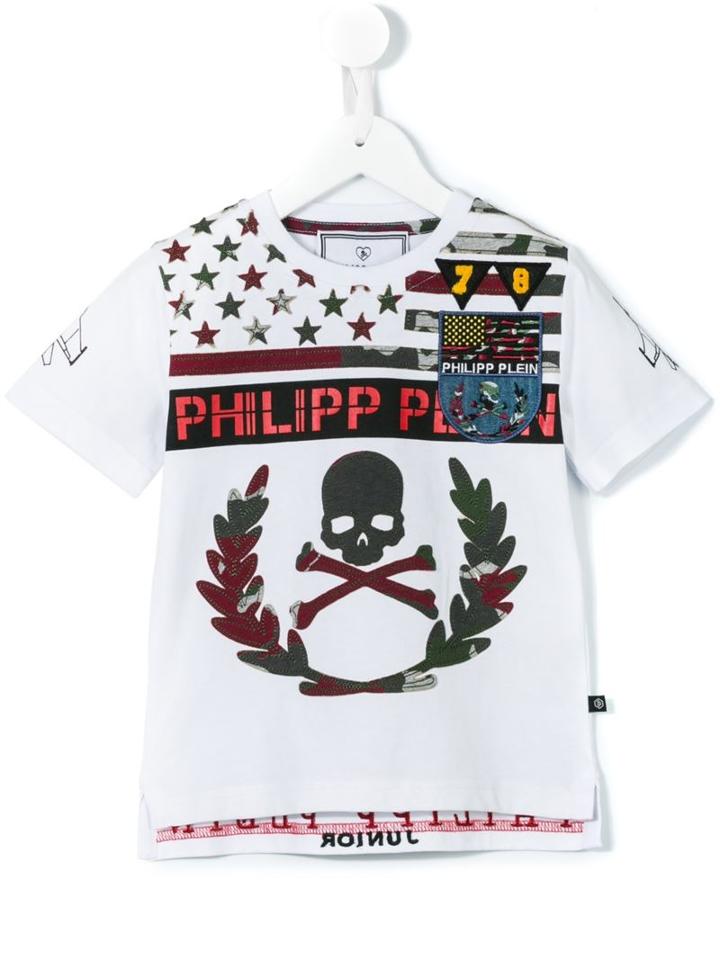 Philipp Plein Kids 'we Love Usa' T-shirt, Boy's, Size: 10 Yrs, White