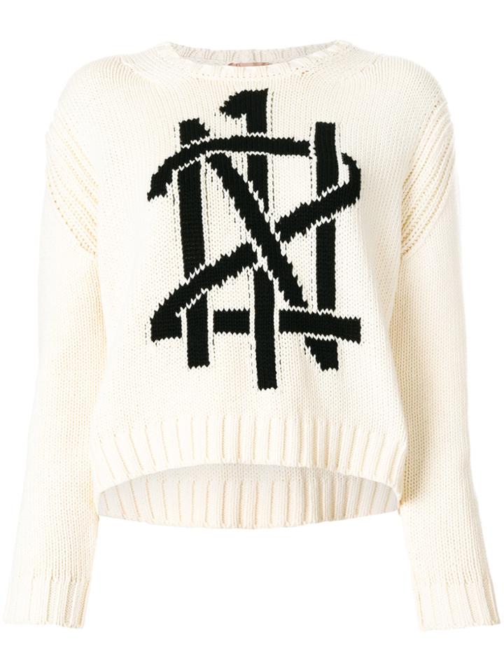 No21 Logo Motif Knitted Jumper - Nude & Neutrals