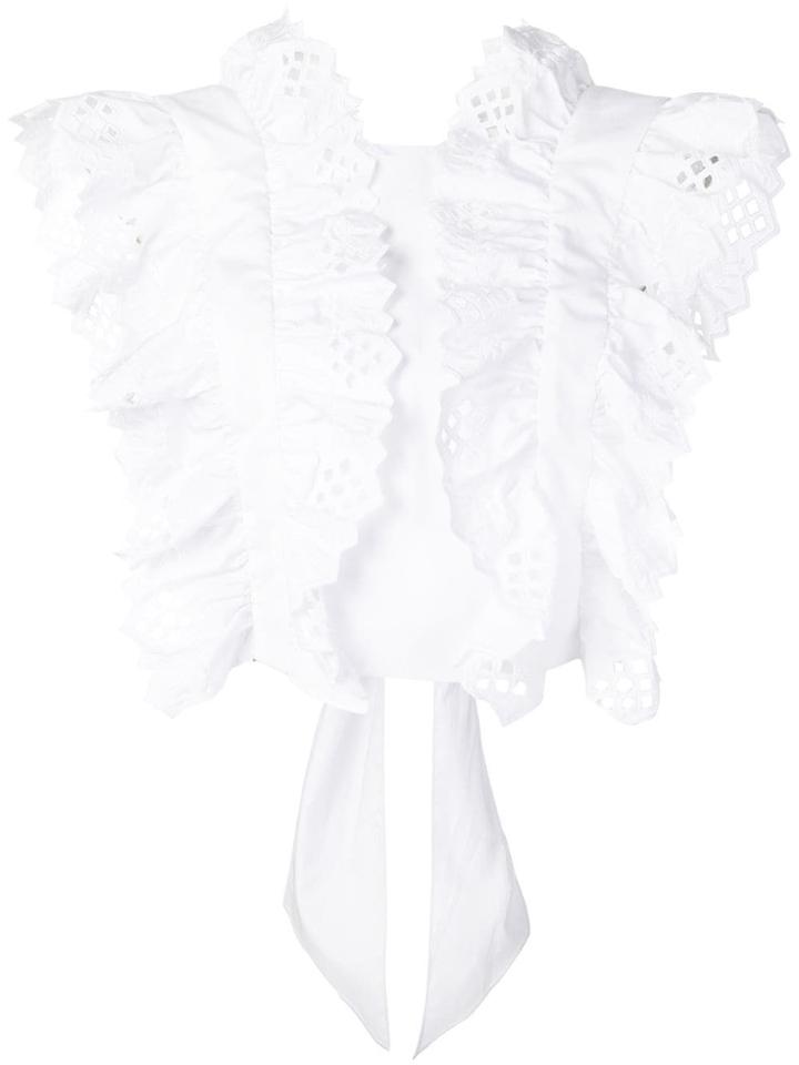 Alberta Ferretti Sleeveless Ruffled Blouse - White